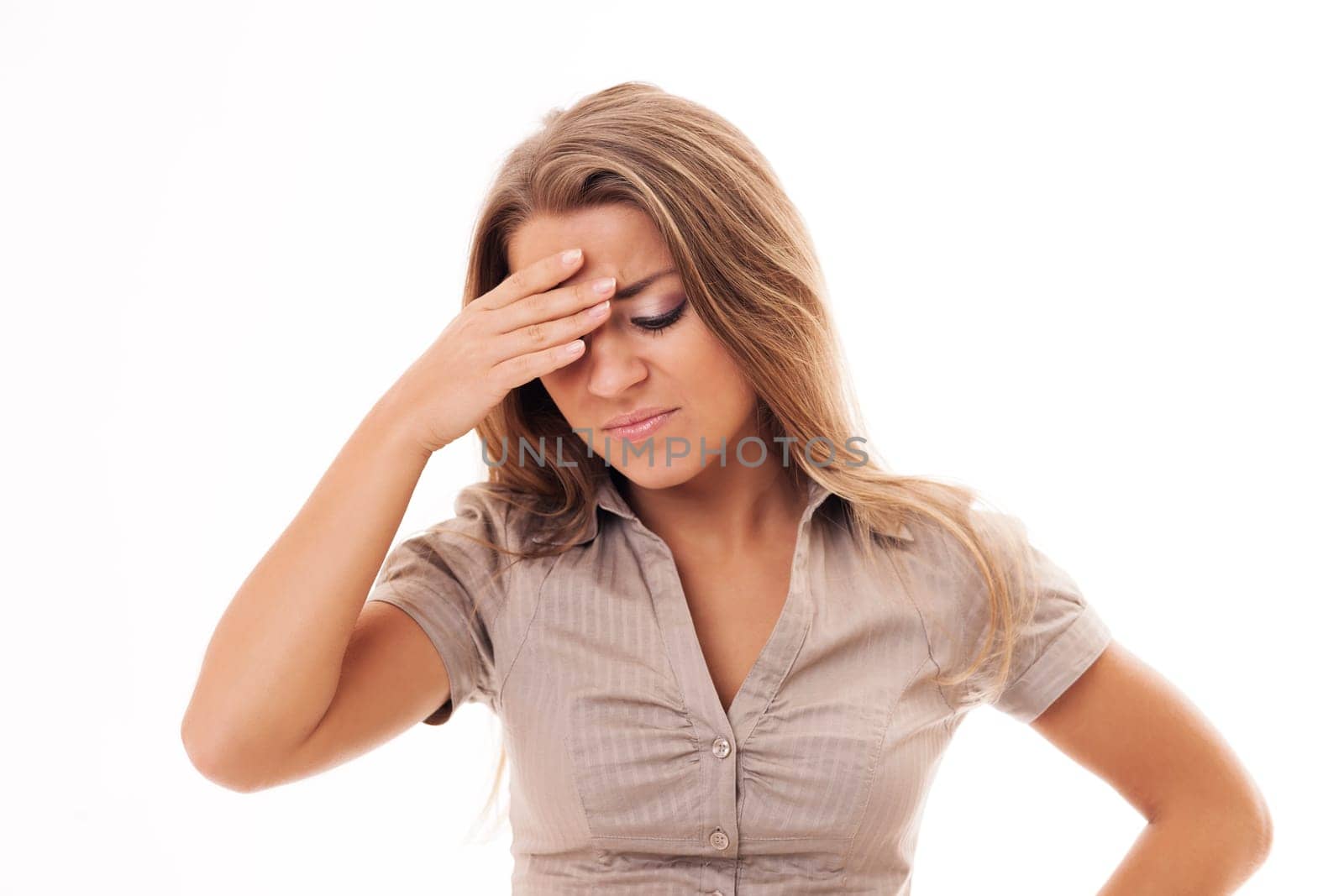 Woman with bad headache