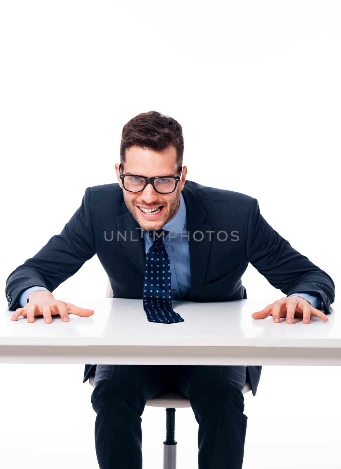Greedy young businessman