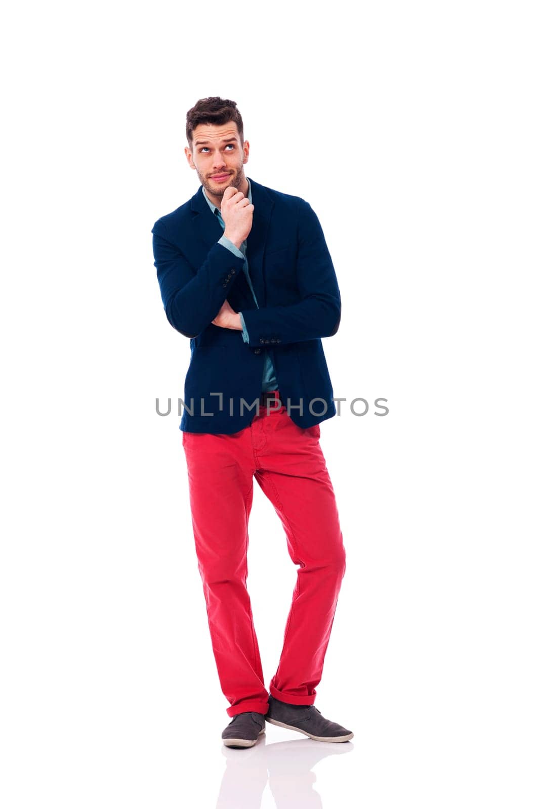 Fashionable man looking up