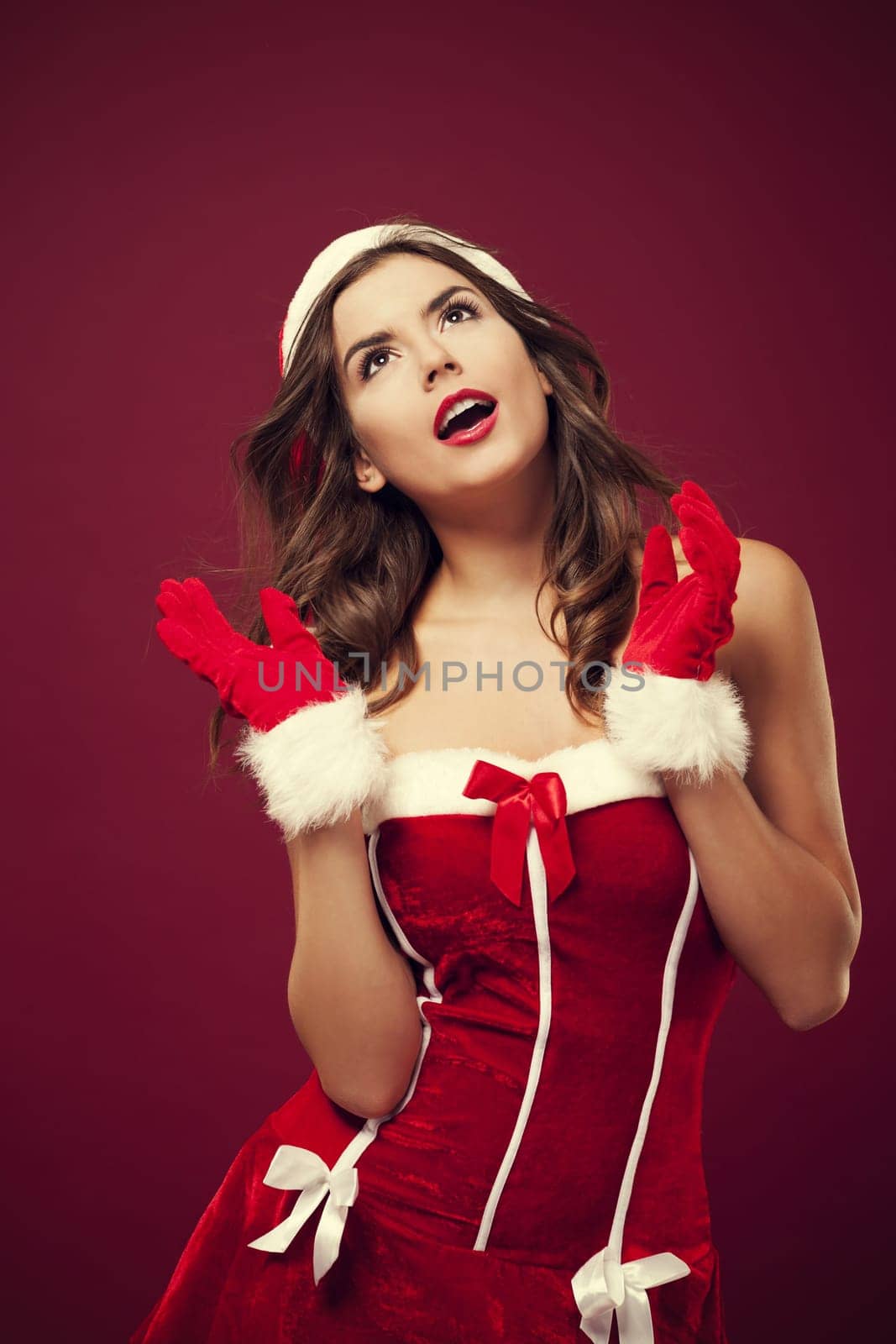Portrait of beautiful santa woman