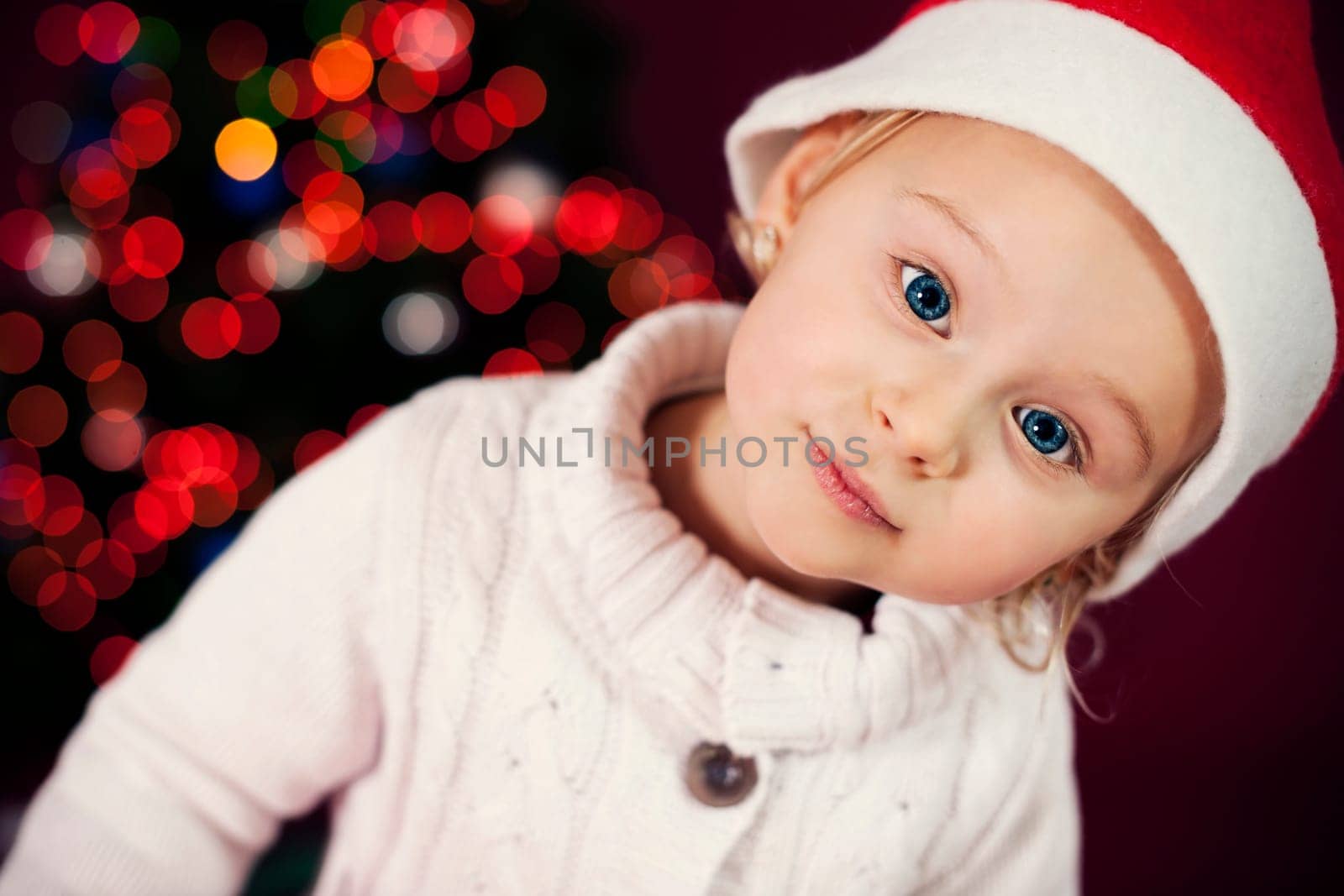 Close-up of santa little girl