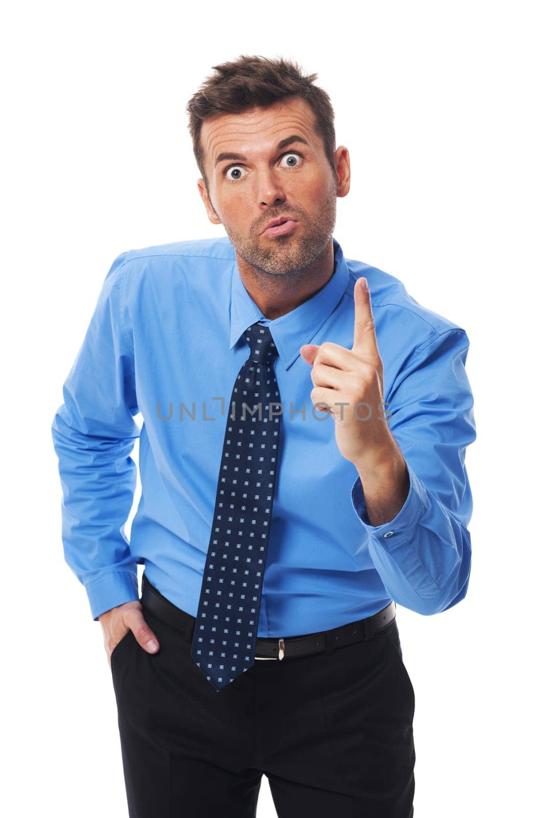 Very angry businessman threatening you