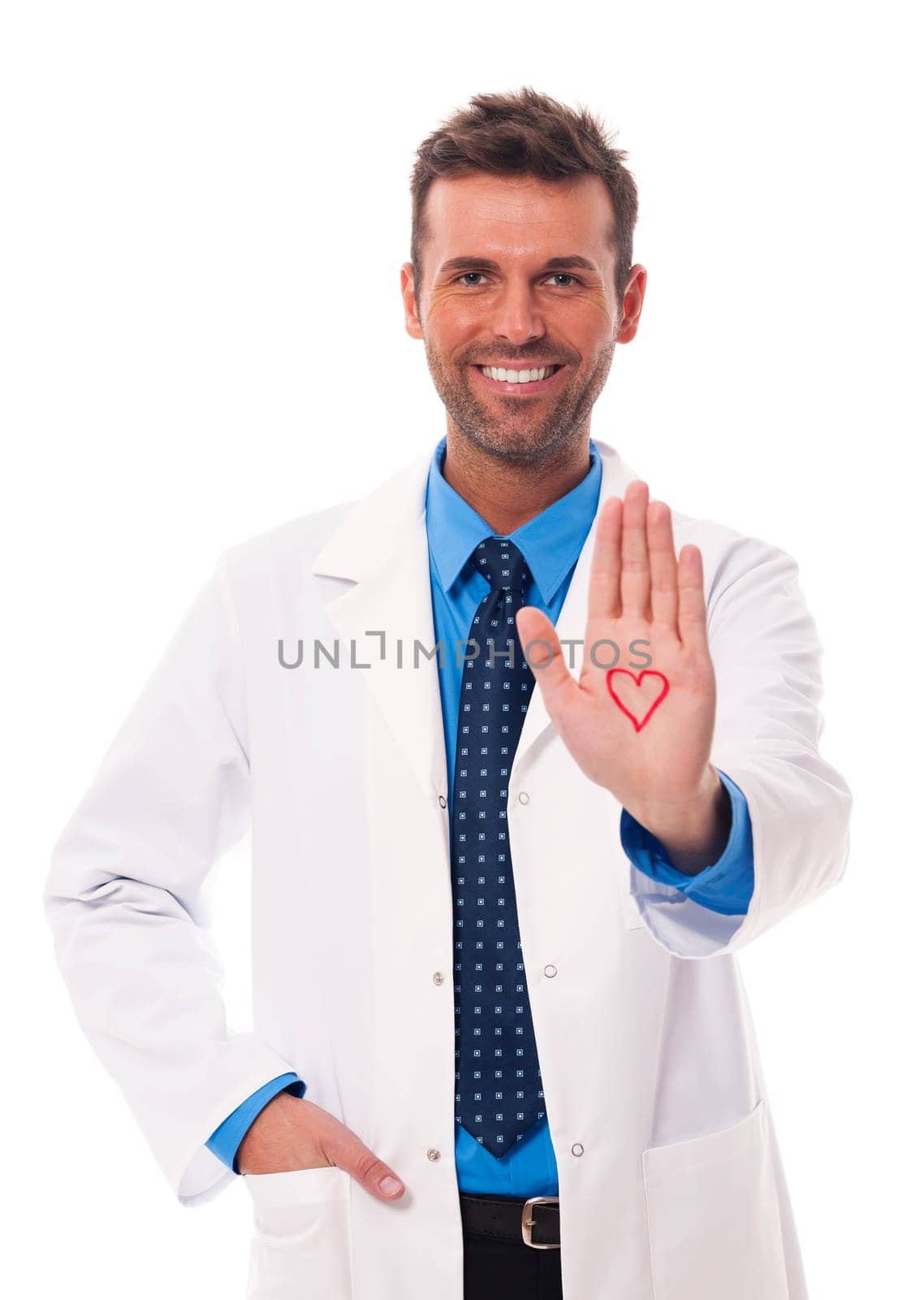 Cardiologist showing heart sign