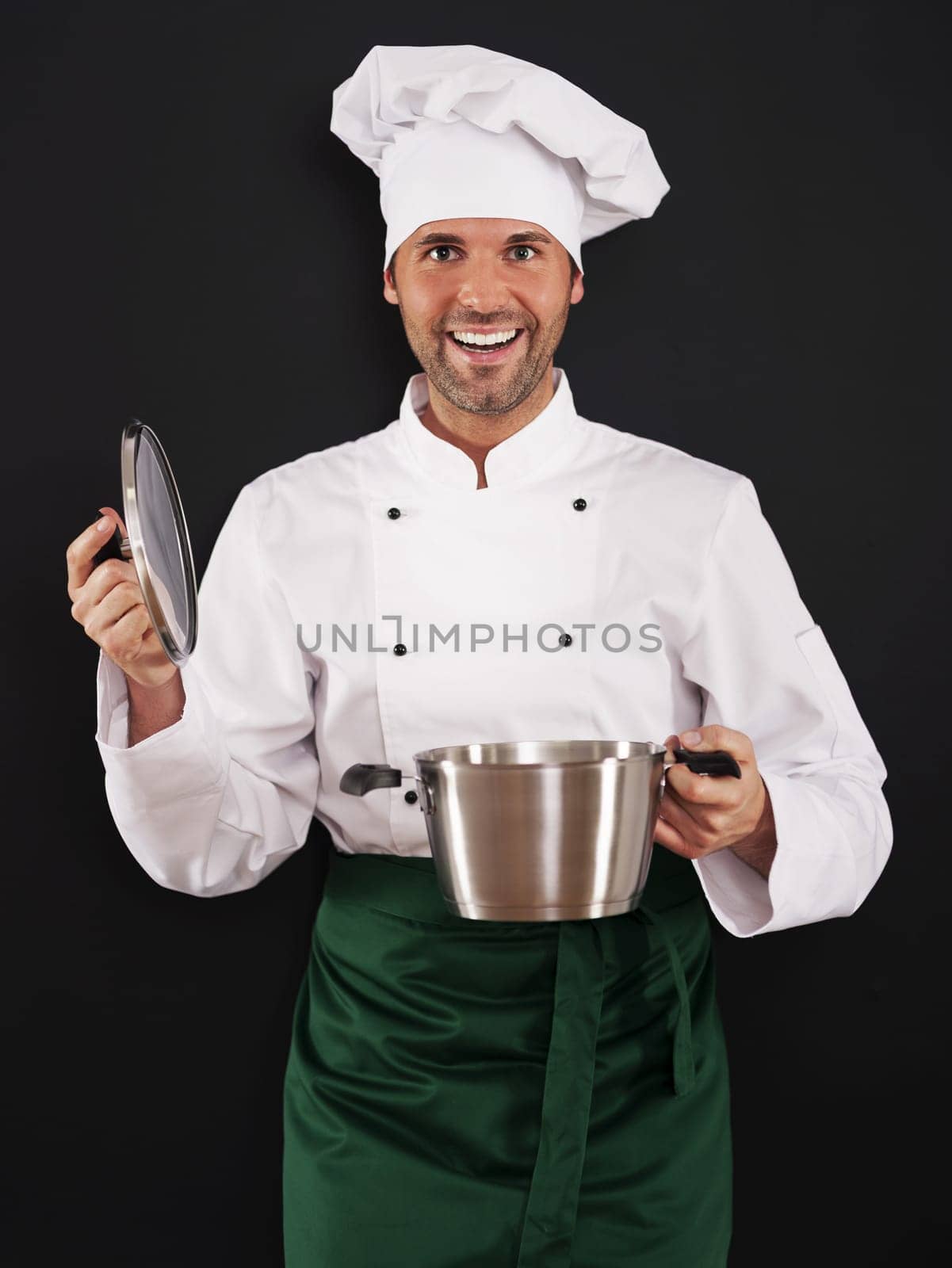 Chef cooking with pot
