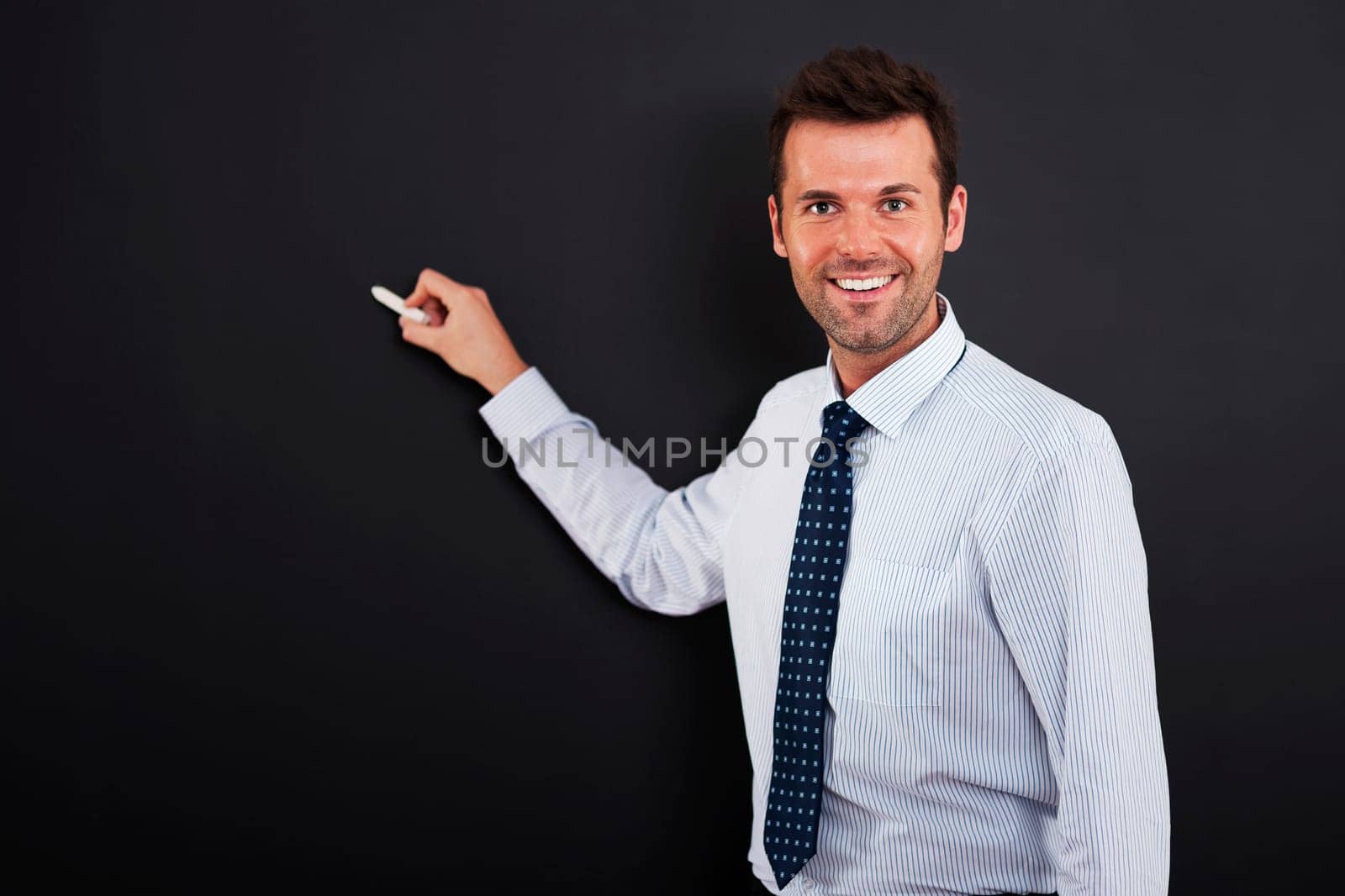 Young man is ready to drawing business strategy