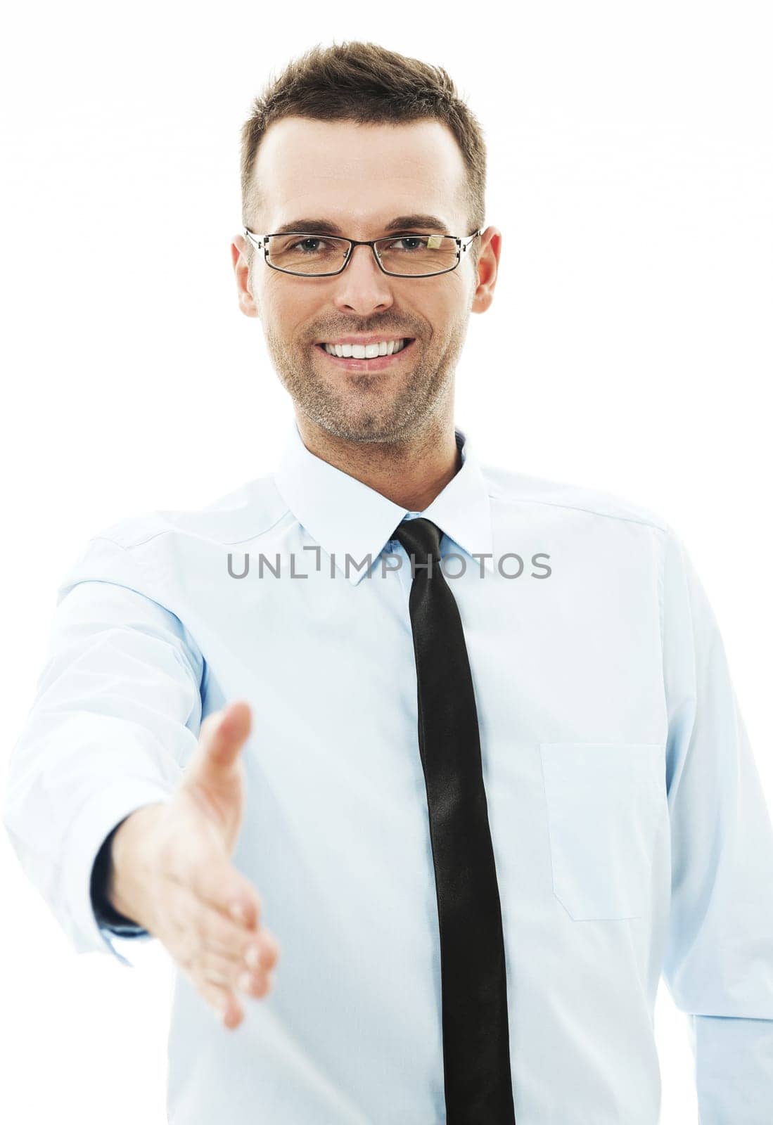 Businessman giving hand for handshake