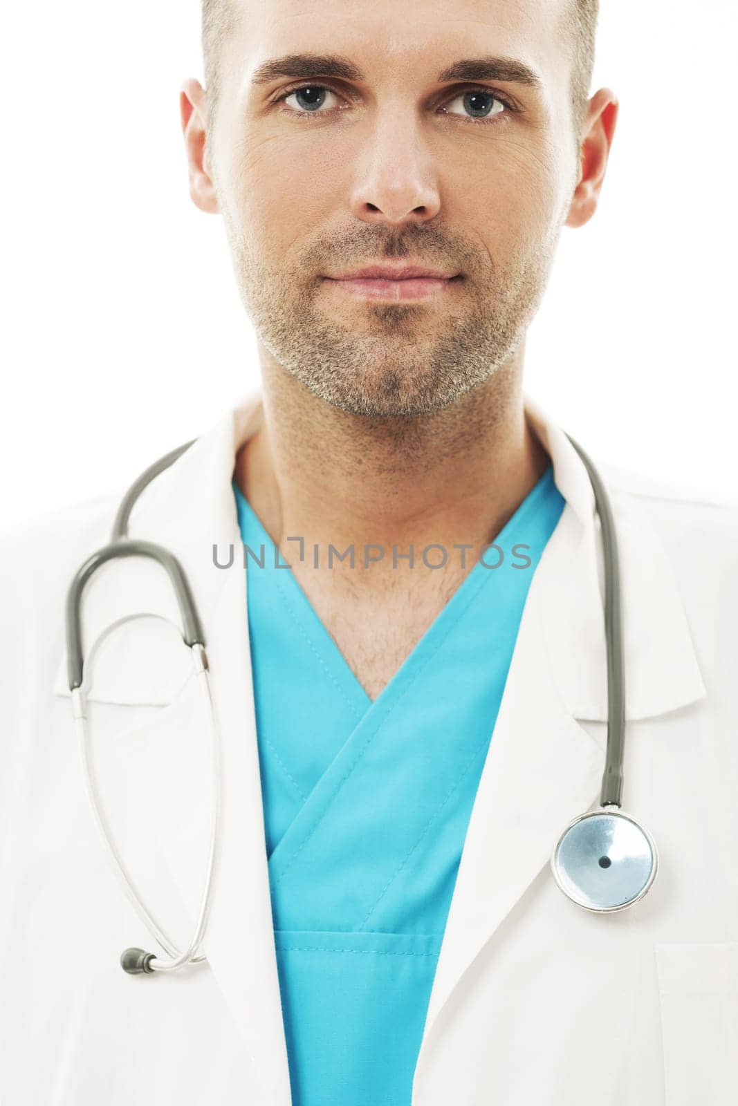 Close-up of a handsome and confident doctor