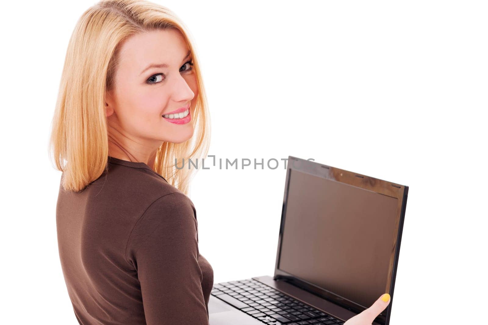 Young woman working on laptop
