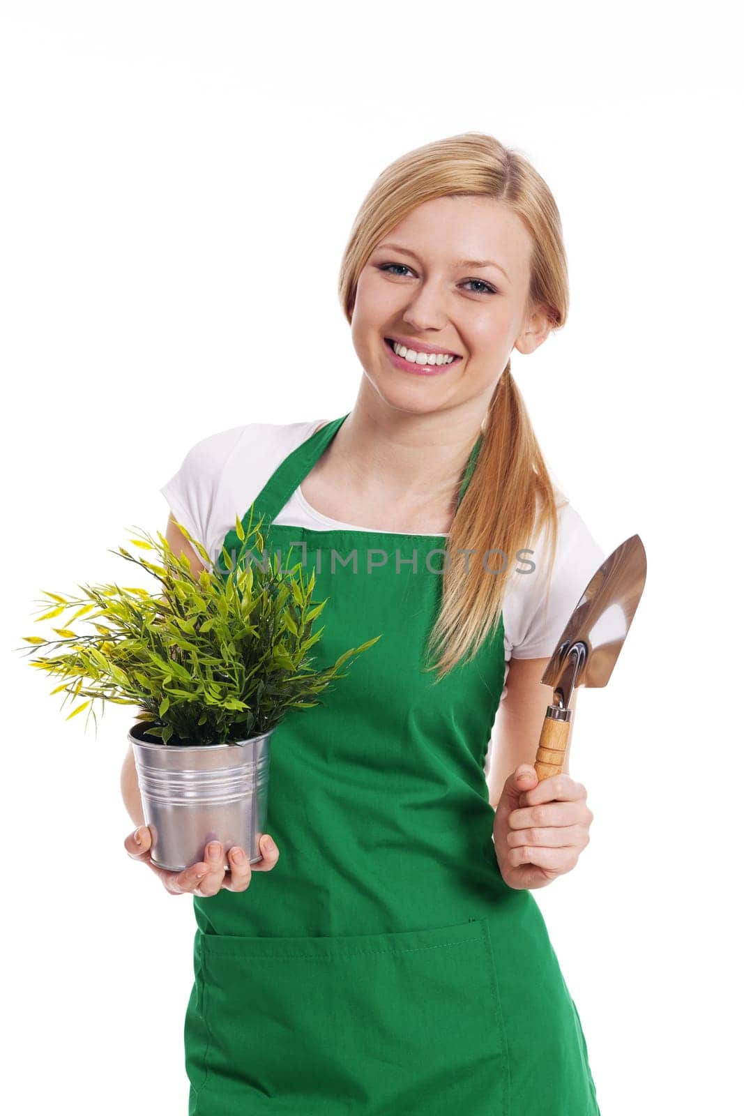 Young woman with their garden crops