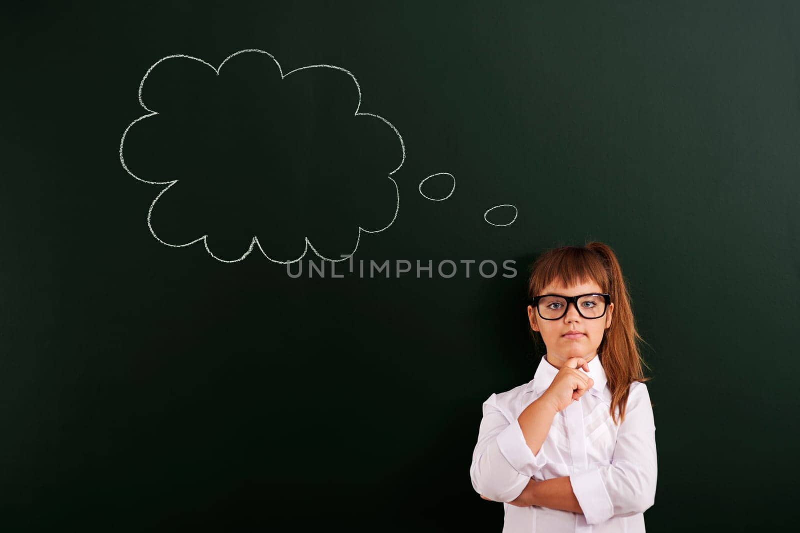 Confused girl with thought bubble