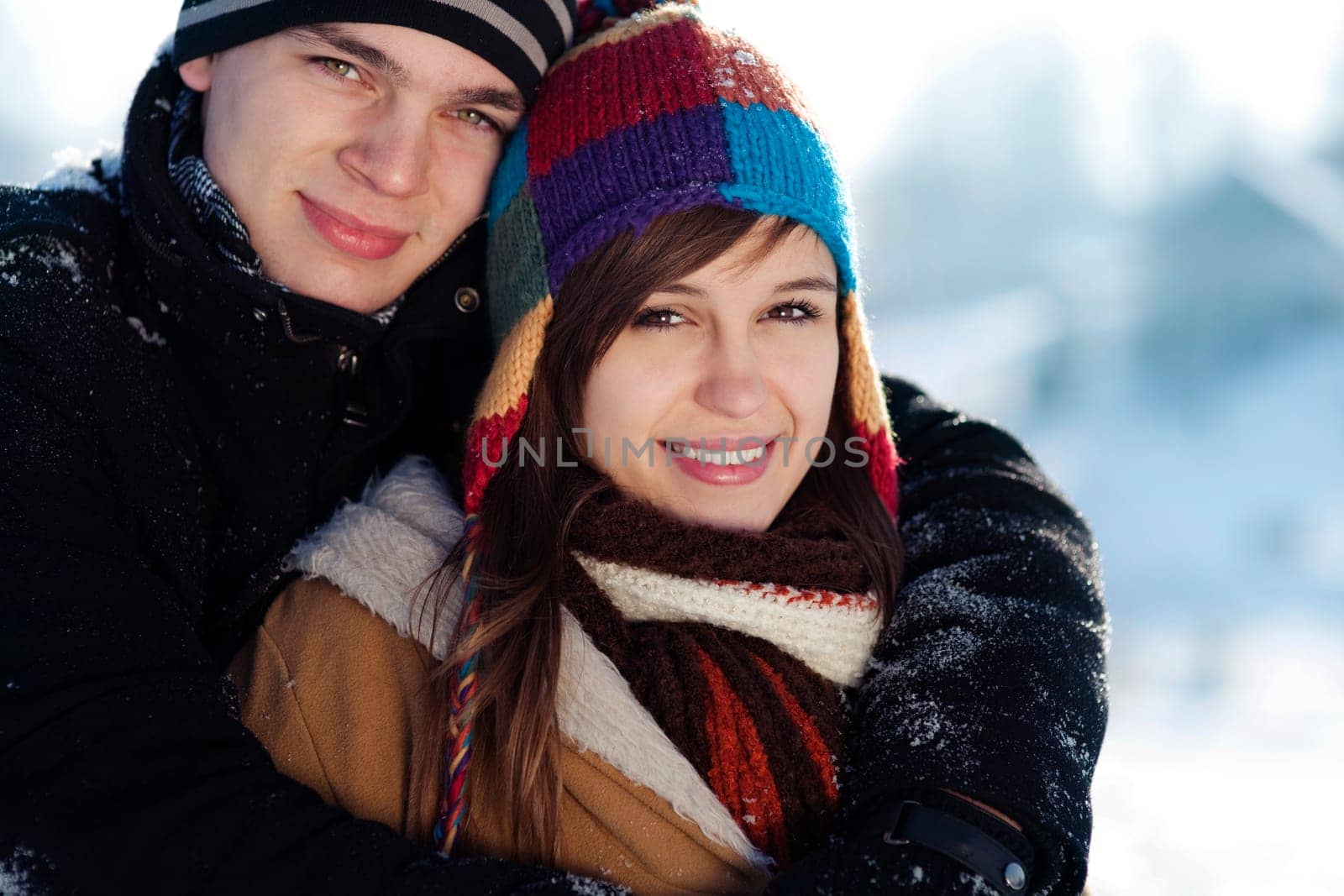 Young couple in winter