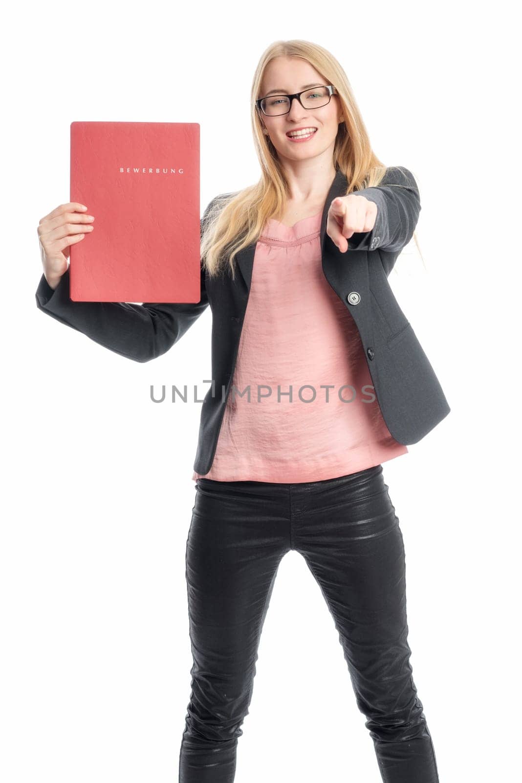 Woman with application folder