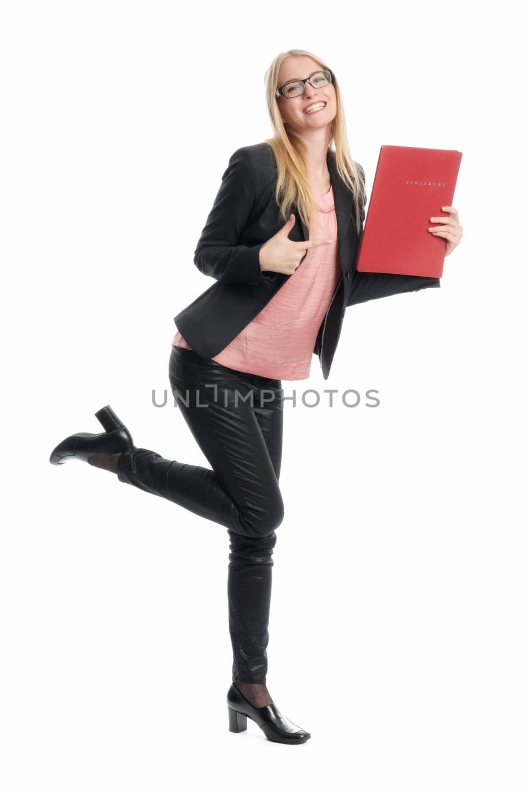 Woman with application folder