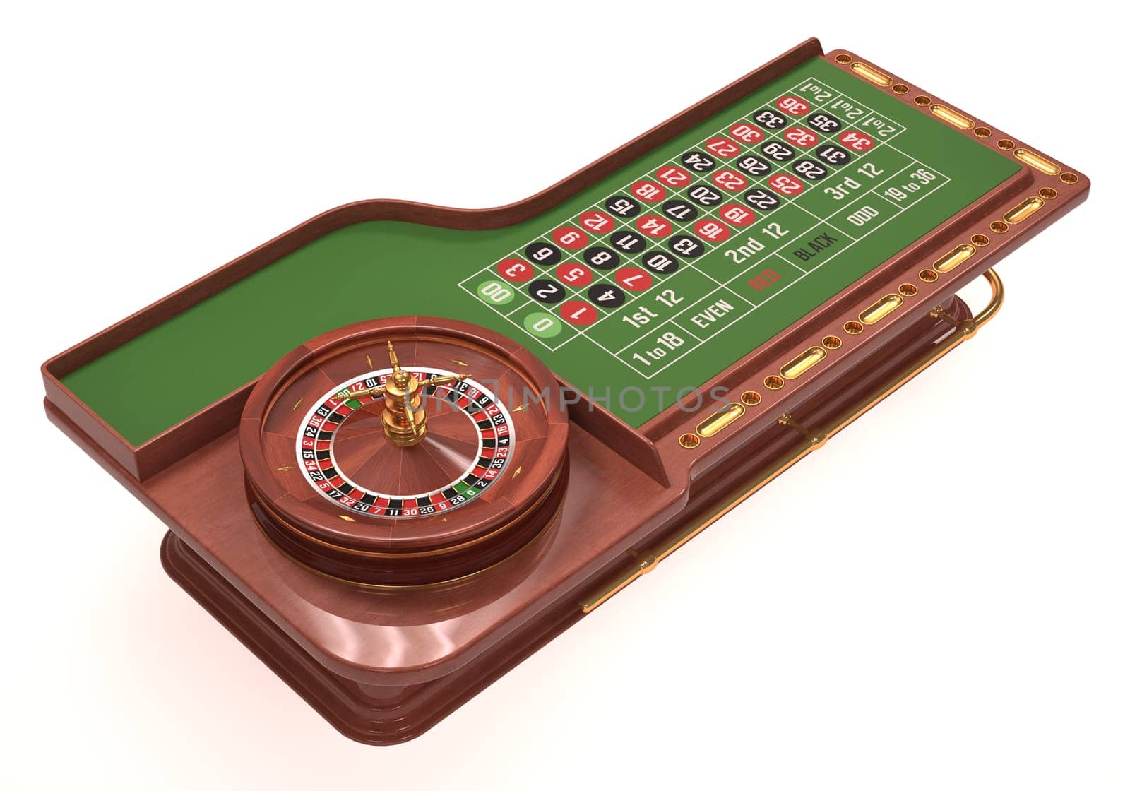 Roulette gambling on white background. Clipping path included.