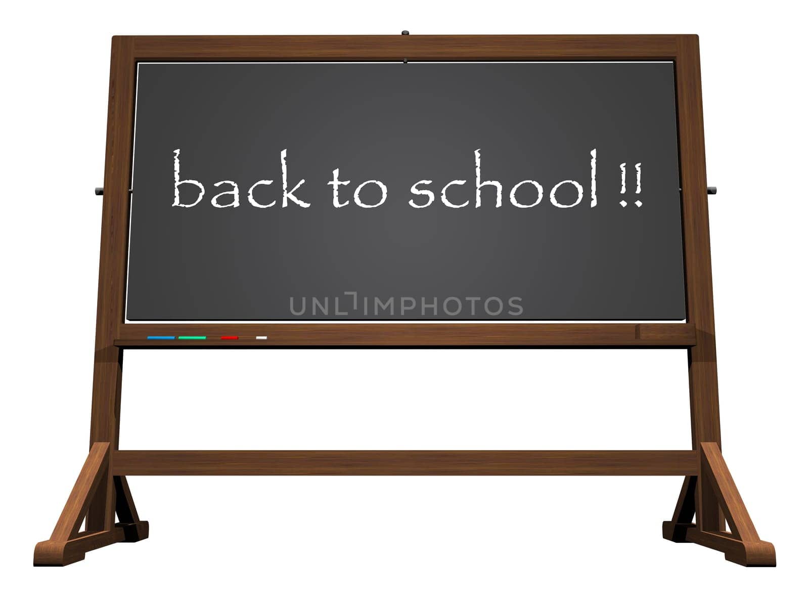 School blackboard back to school isolated in white background - 3D render