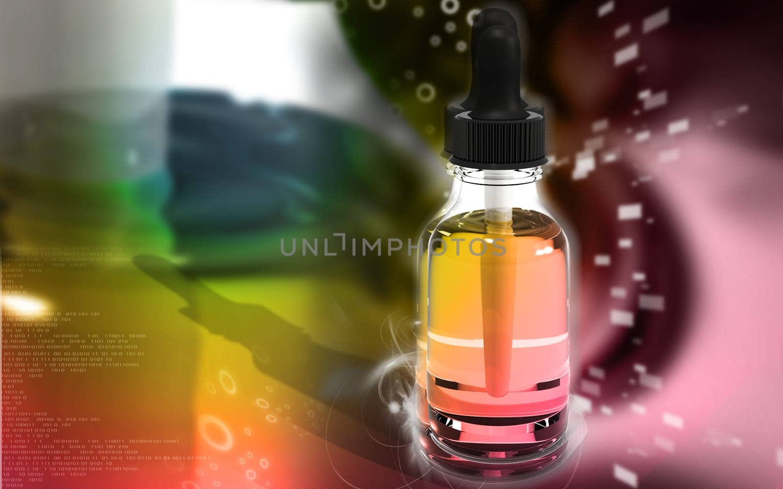 Digital illustration of medicine in colour background
