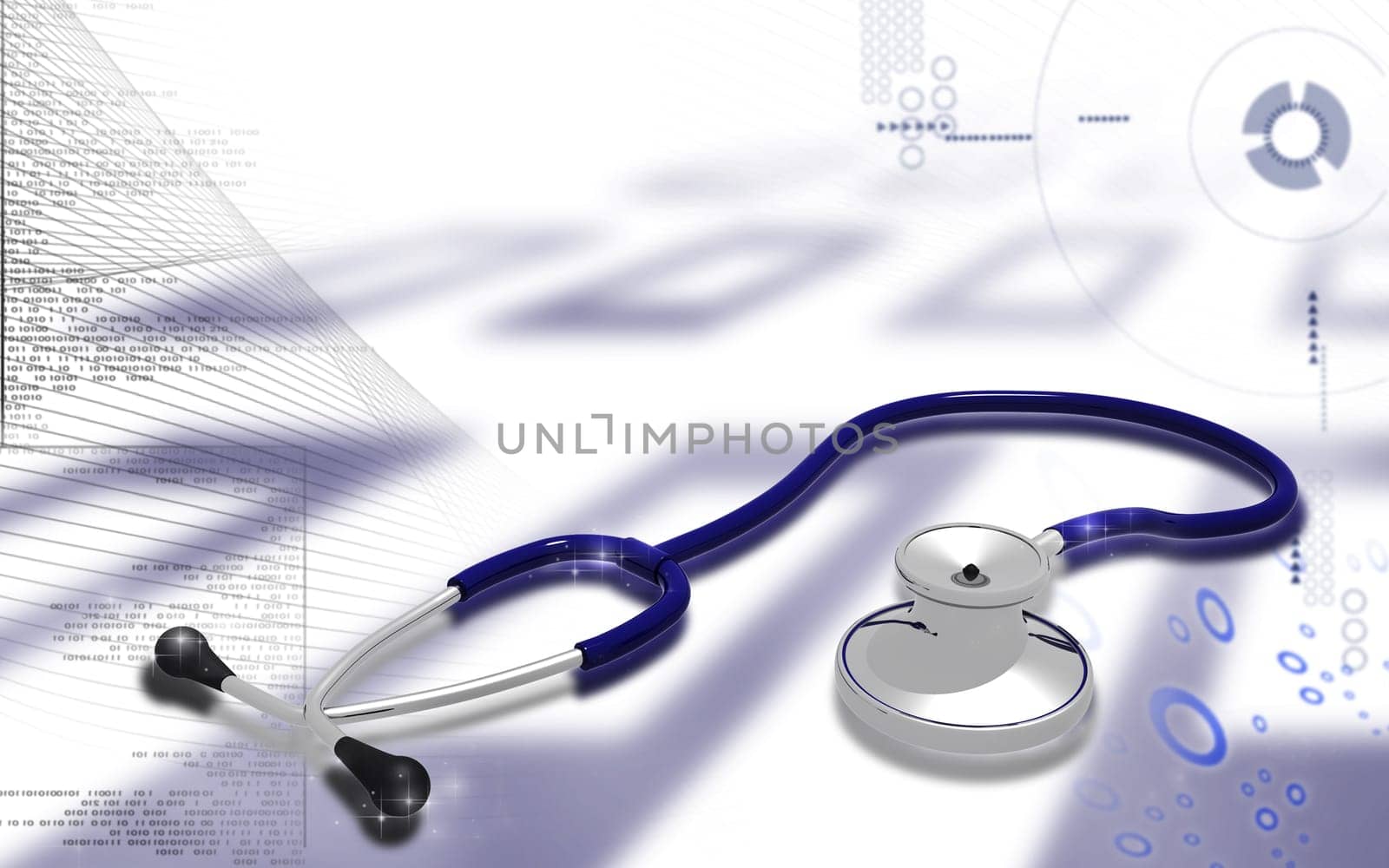 Digital illustration of stethoscope in colour background