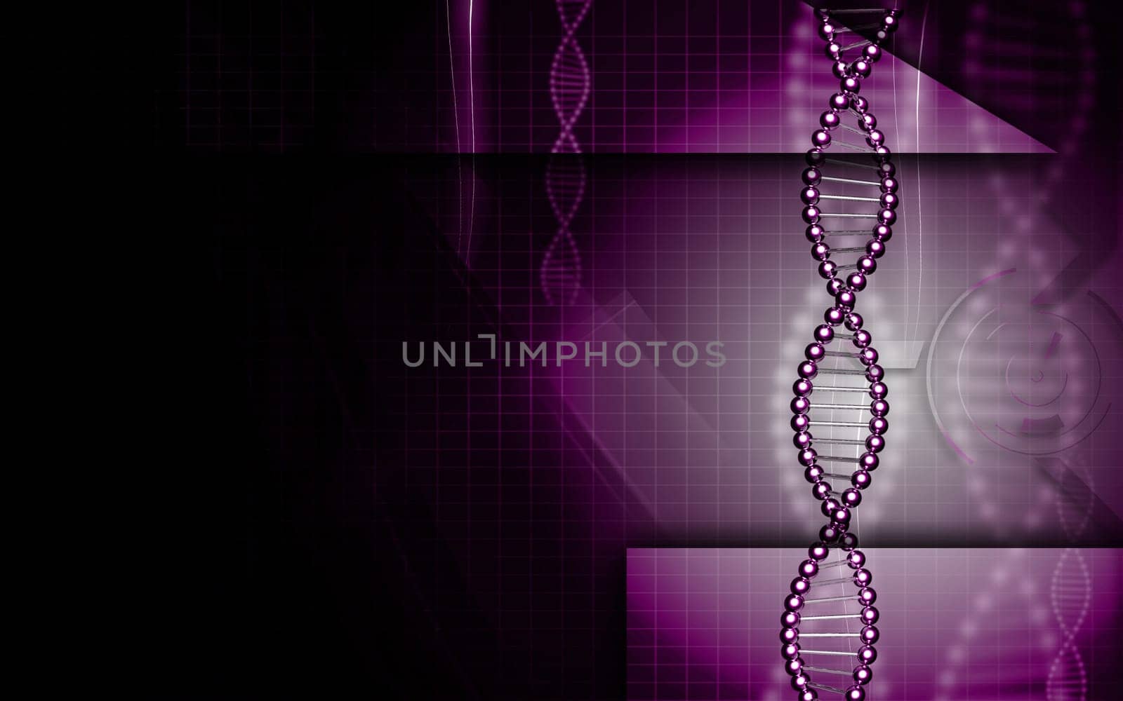 Digital illustration DNA structure in colour background