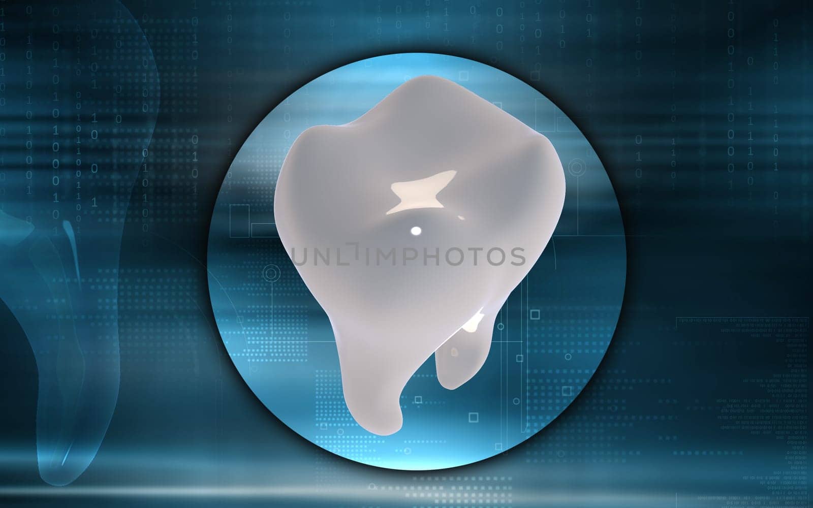 Digital illustration of teeth in colour background