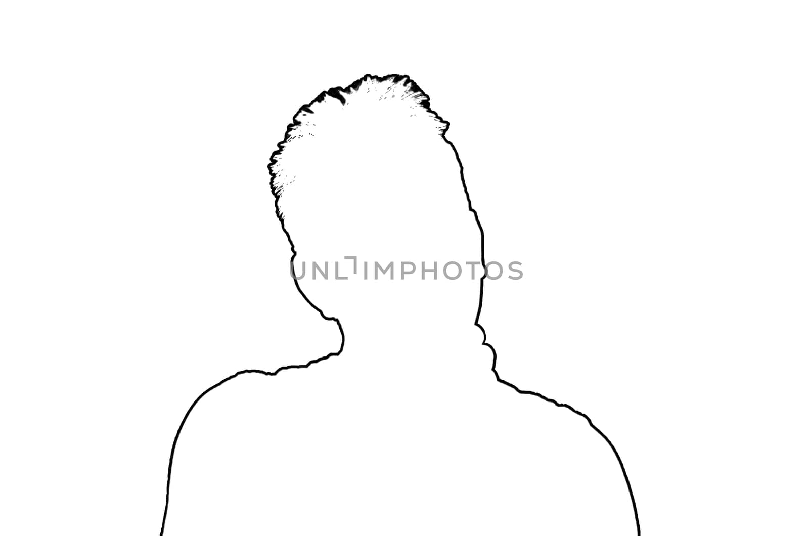 Silhouette,man white,contour black on white background,symbolic text  text box  text-free field.