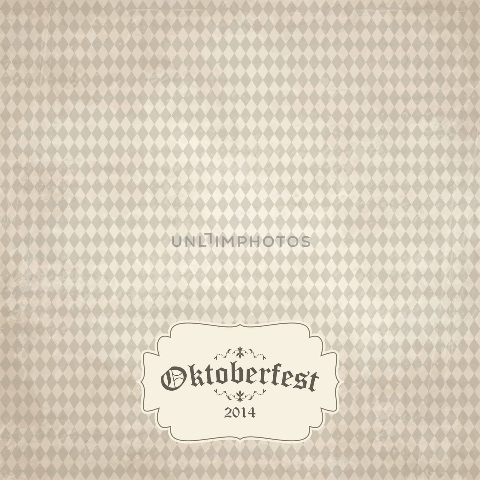 vector of old vintage background with checkered pattern and patch Oktoberfest 2014