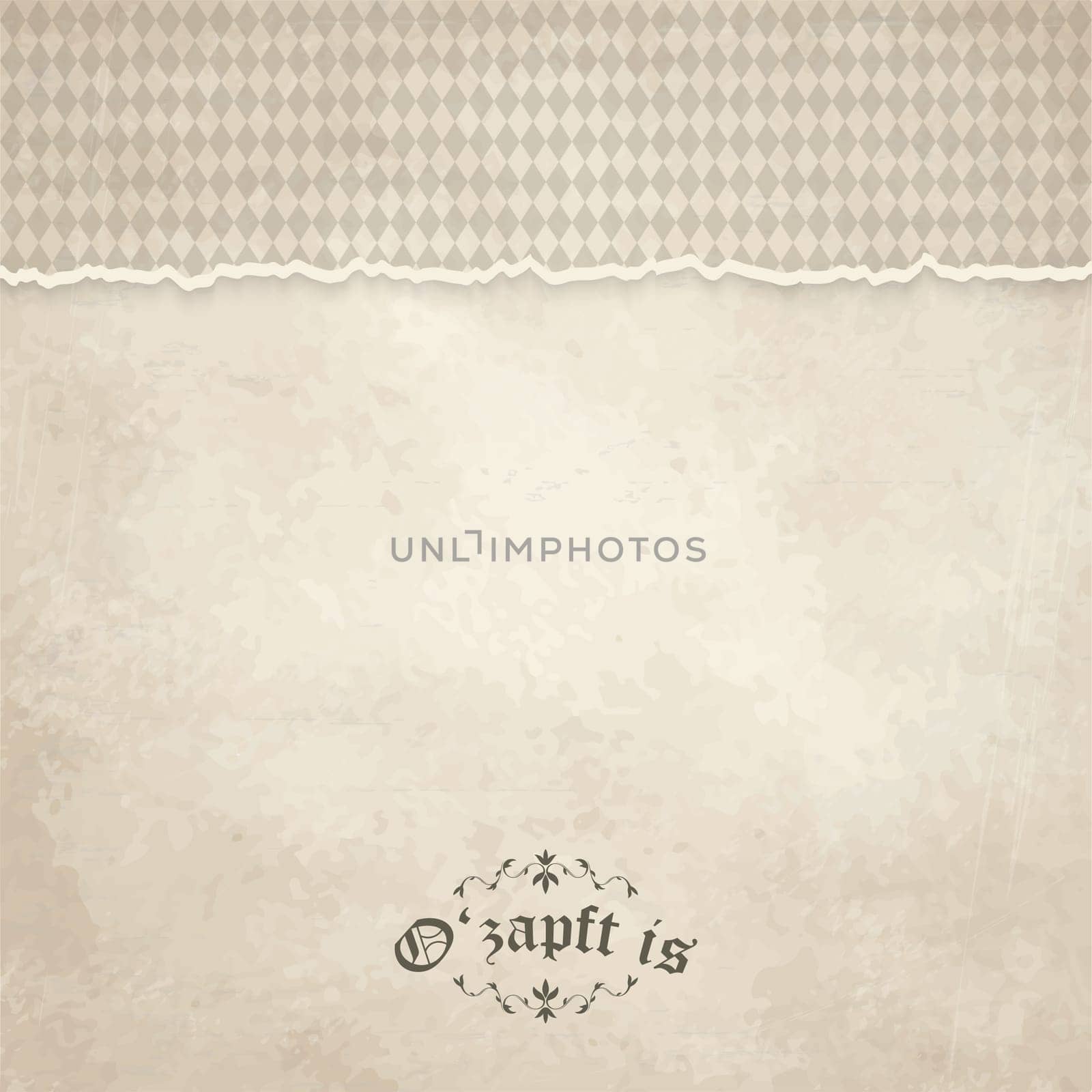 vector of old vintage background with checkered pattern and patch O'zapft is