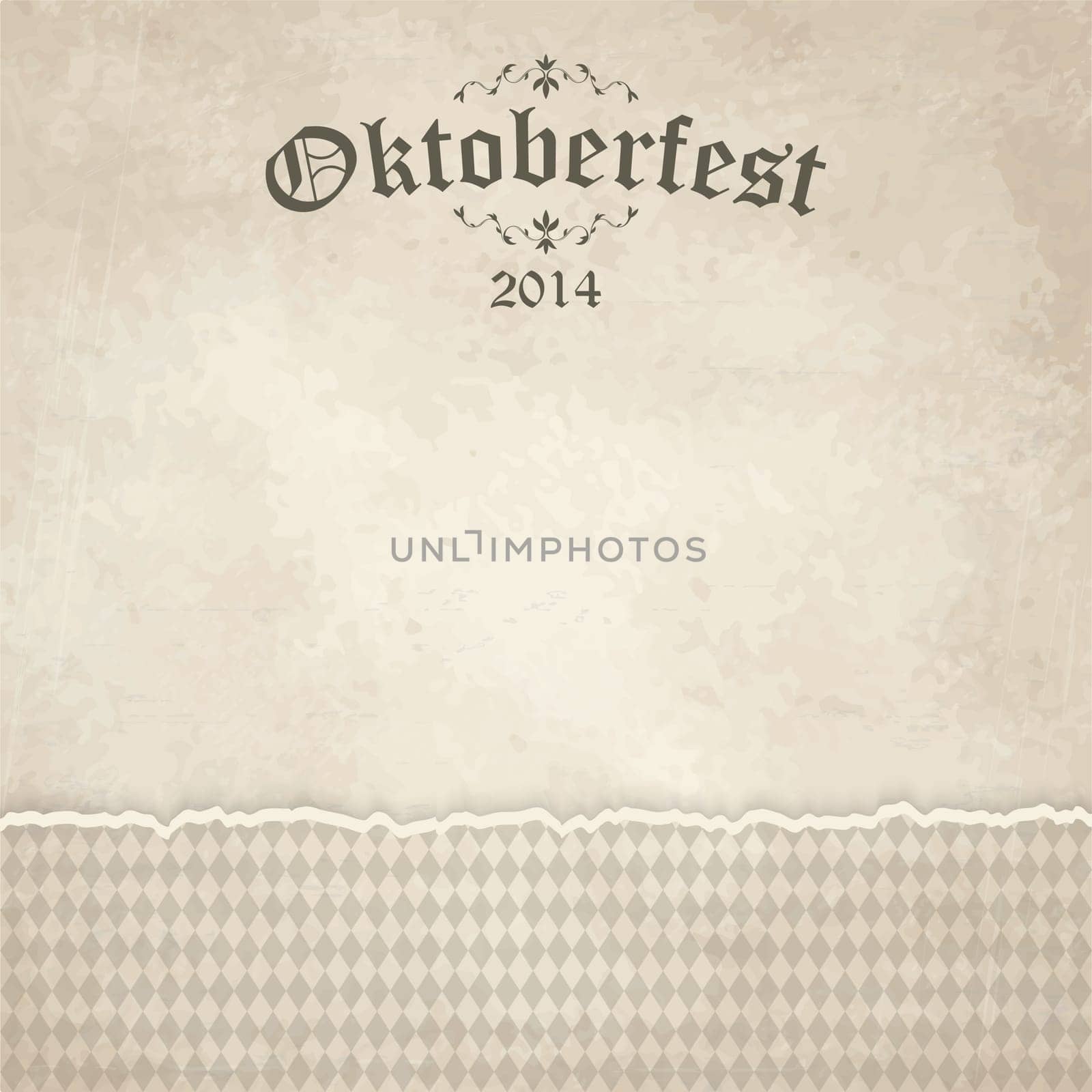 vector of old vintage background with checkered pattern and patch Oktoberfest 2014