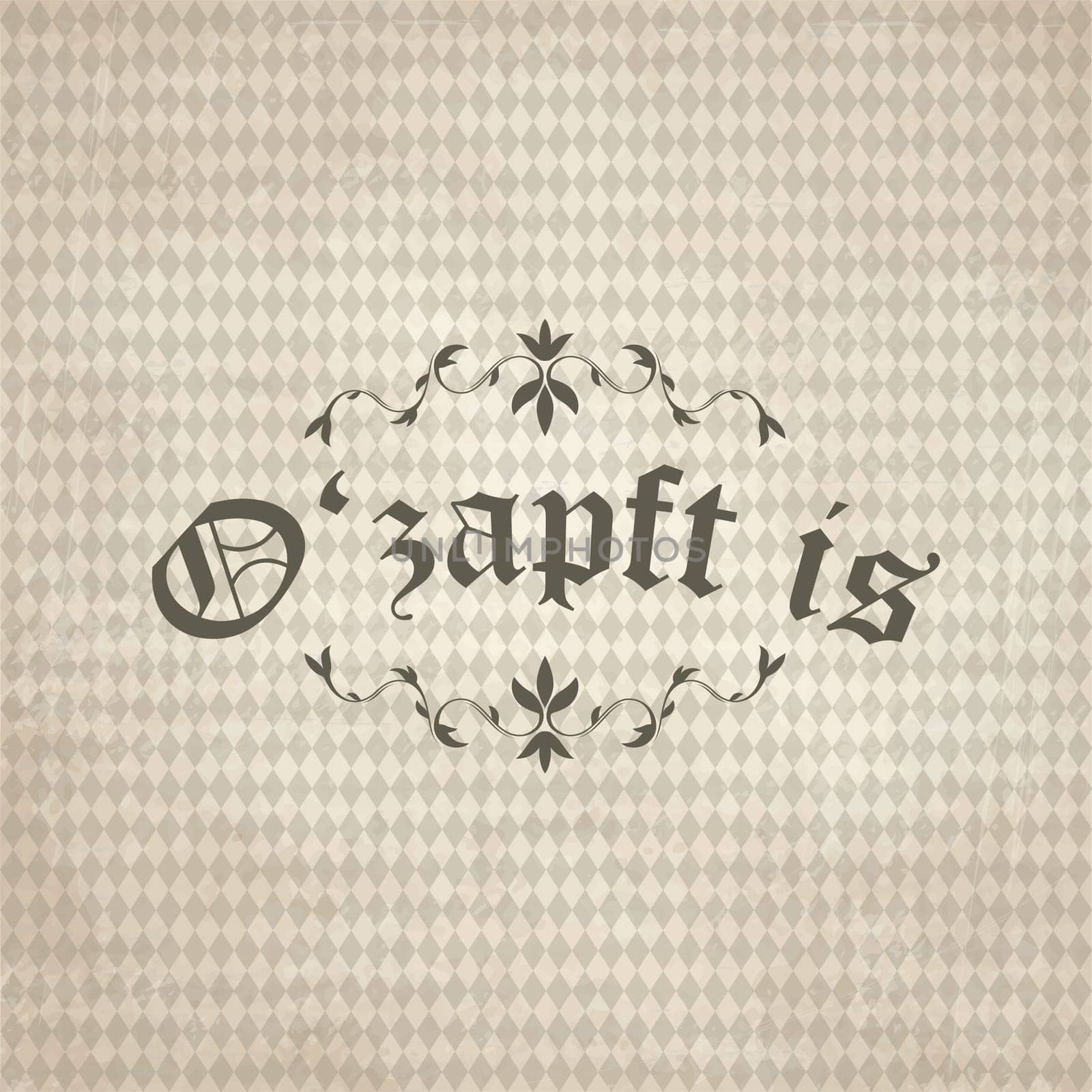 vector of old vintage background with checkered pattern and O'zapft is