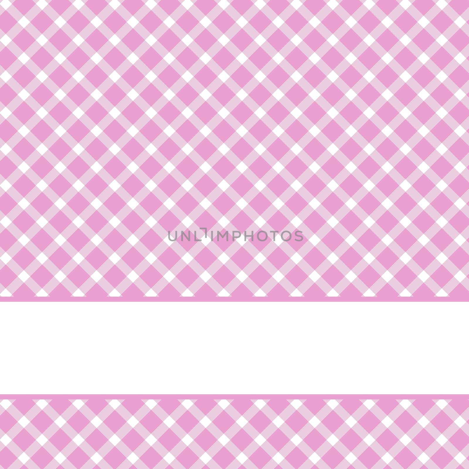 Pink background with tablecloth pattern and white stripe