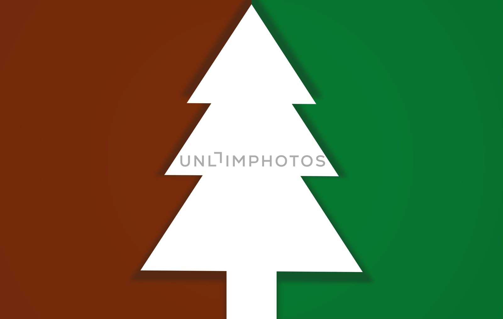 Christmas card green-red with fir tree