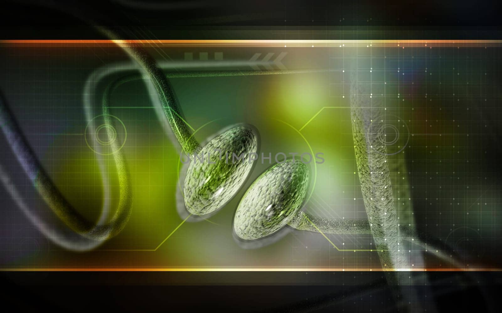 Digital illustration of synapse in colour background