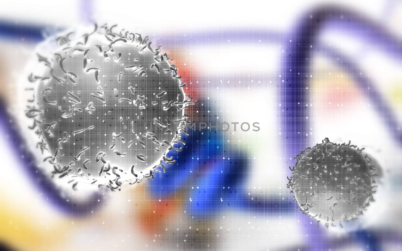 Digital illustration of Monocyte Virus in colour background