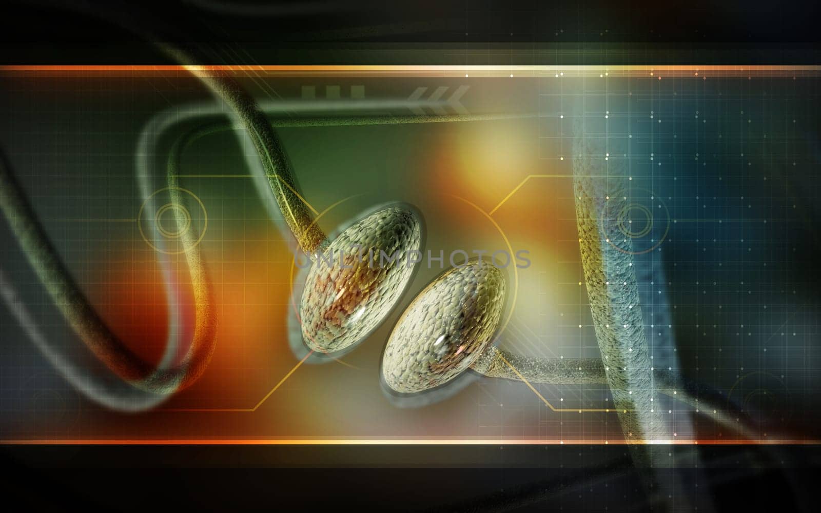 Digital illustration of synapse in colour background