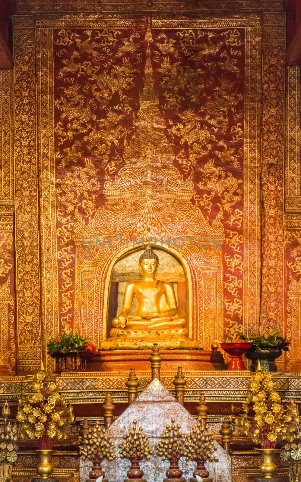 "Phra Sihing Buddha"" Thai gold buddha statue in Chiang Mai, Thailand"