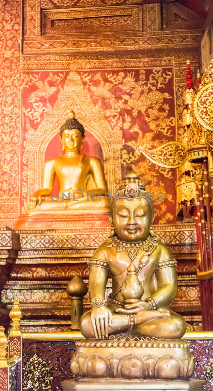 "Phra Sihing Buddha"" and buddha statue in Phra Singha temple Chiang Mai, Thailand"