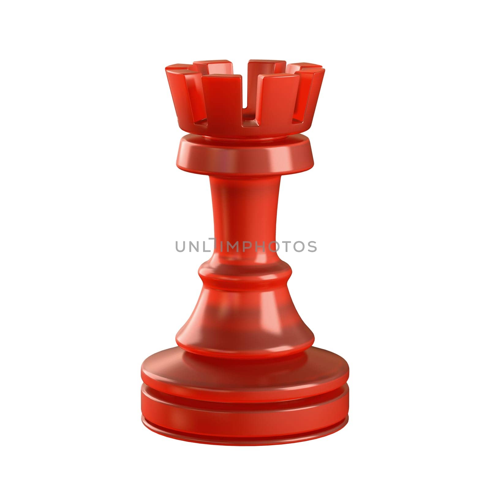 Red glass chess piece isolated. Clipping path included.
