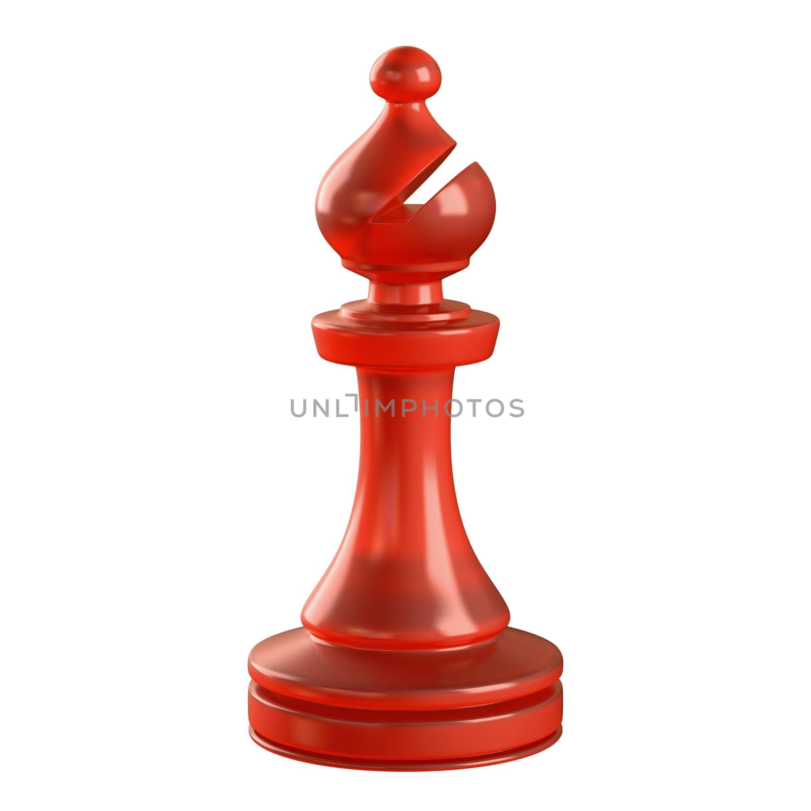 Red glass chess piece isolated. Clipping path included.
