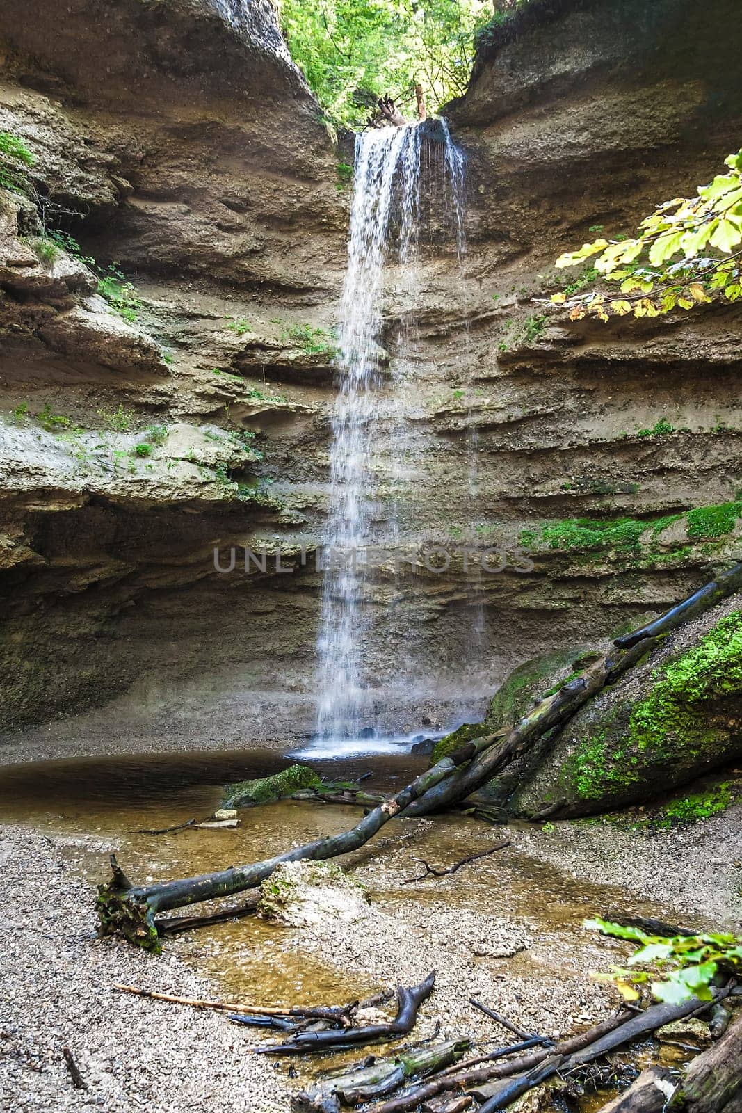 An image of the nice waterfall at the Pähler Schlucht in Bavaria Germany