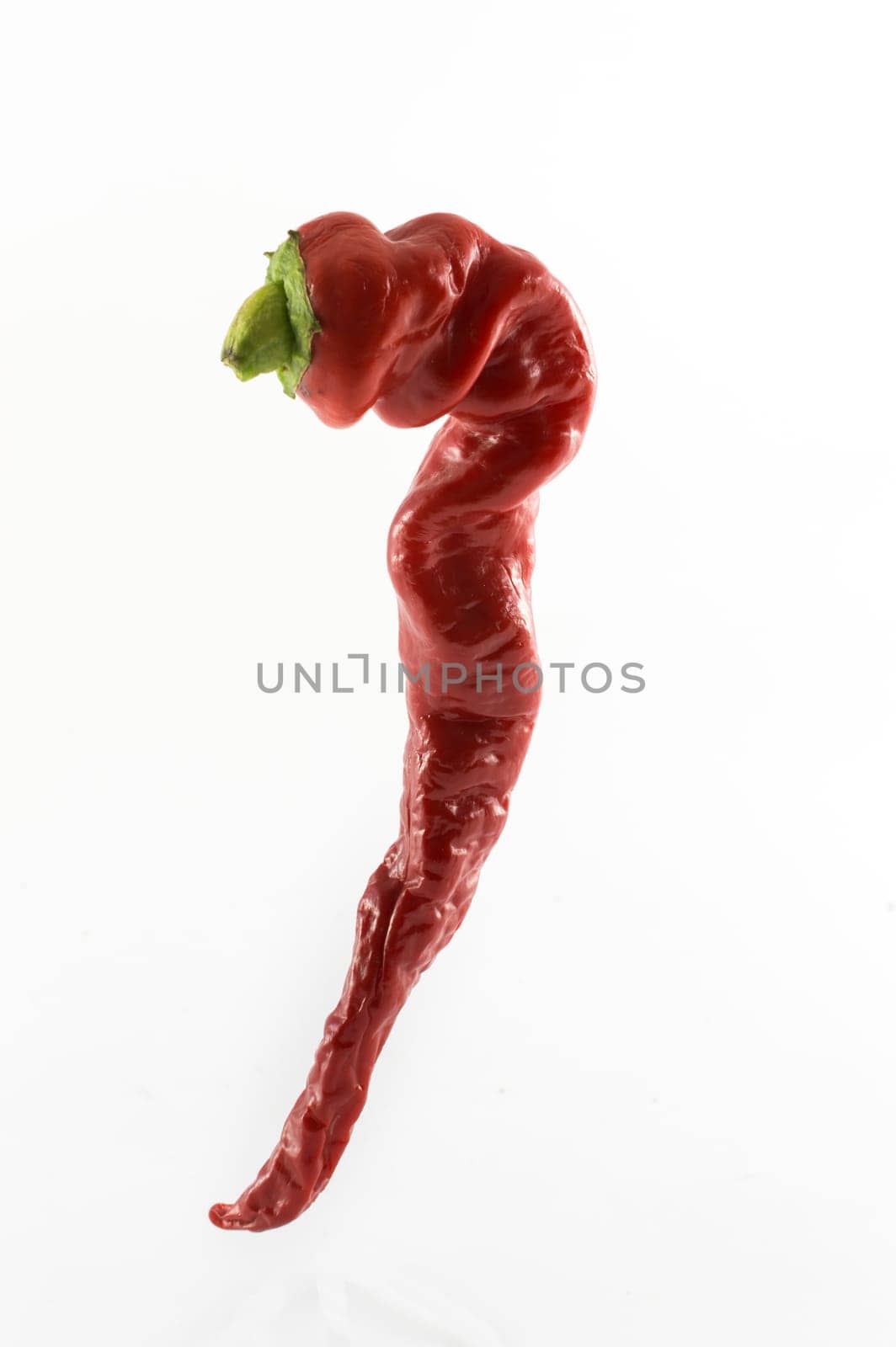 A pepper "friggitello"" u isolated white background without shadows"