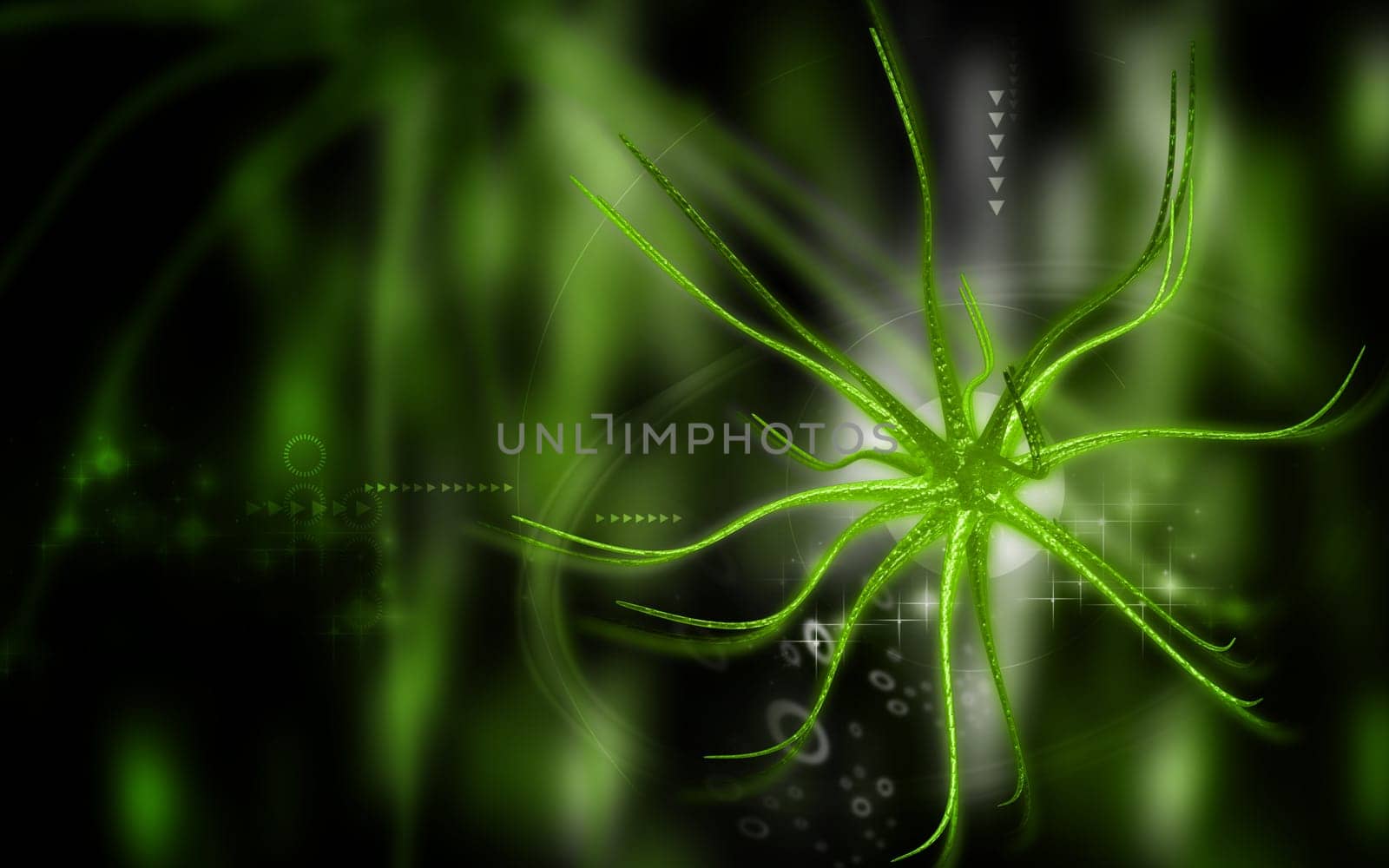 Digital illustration of neuron in colour background