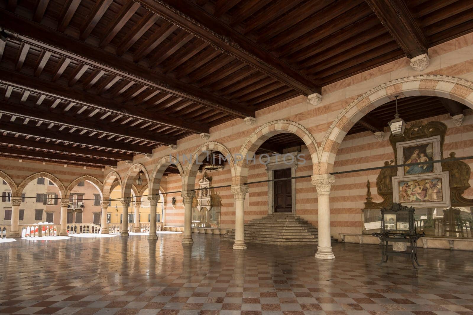 The 15th century Loggia del Lionello in in Liberty Square  in Udine Italy. This was built between 1448 and 1457 in Venetian-Gothic style.