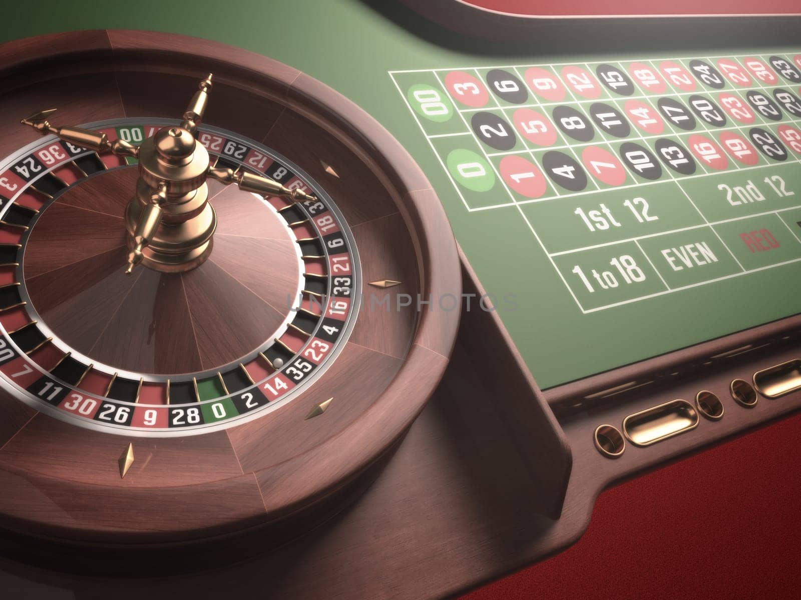 Playing roulette in the casino. Blur and glow effect added to the image.