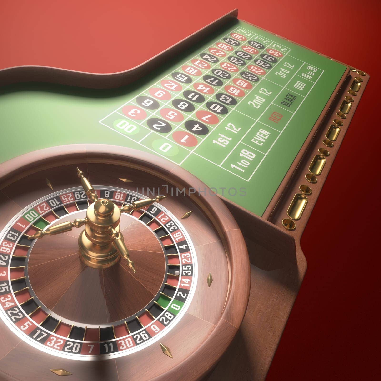 Playing roulette in the casino. Blur and glow effect added to the image.