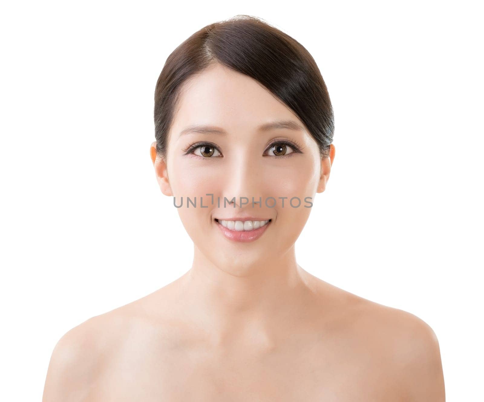 Asian beauty face closeup portrait with clean and fresh elegant lady.