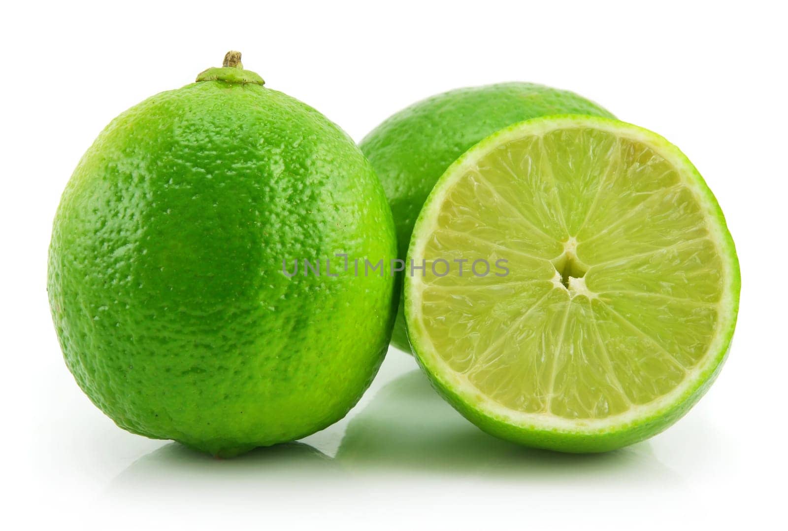 Ripe Sliced Lime Isolated on White Background