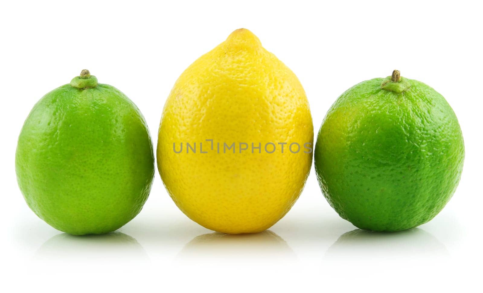 Ripe Lime and Lemon Isolated on White Background