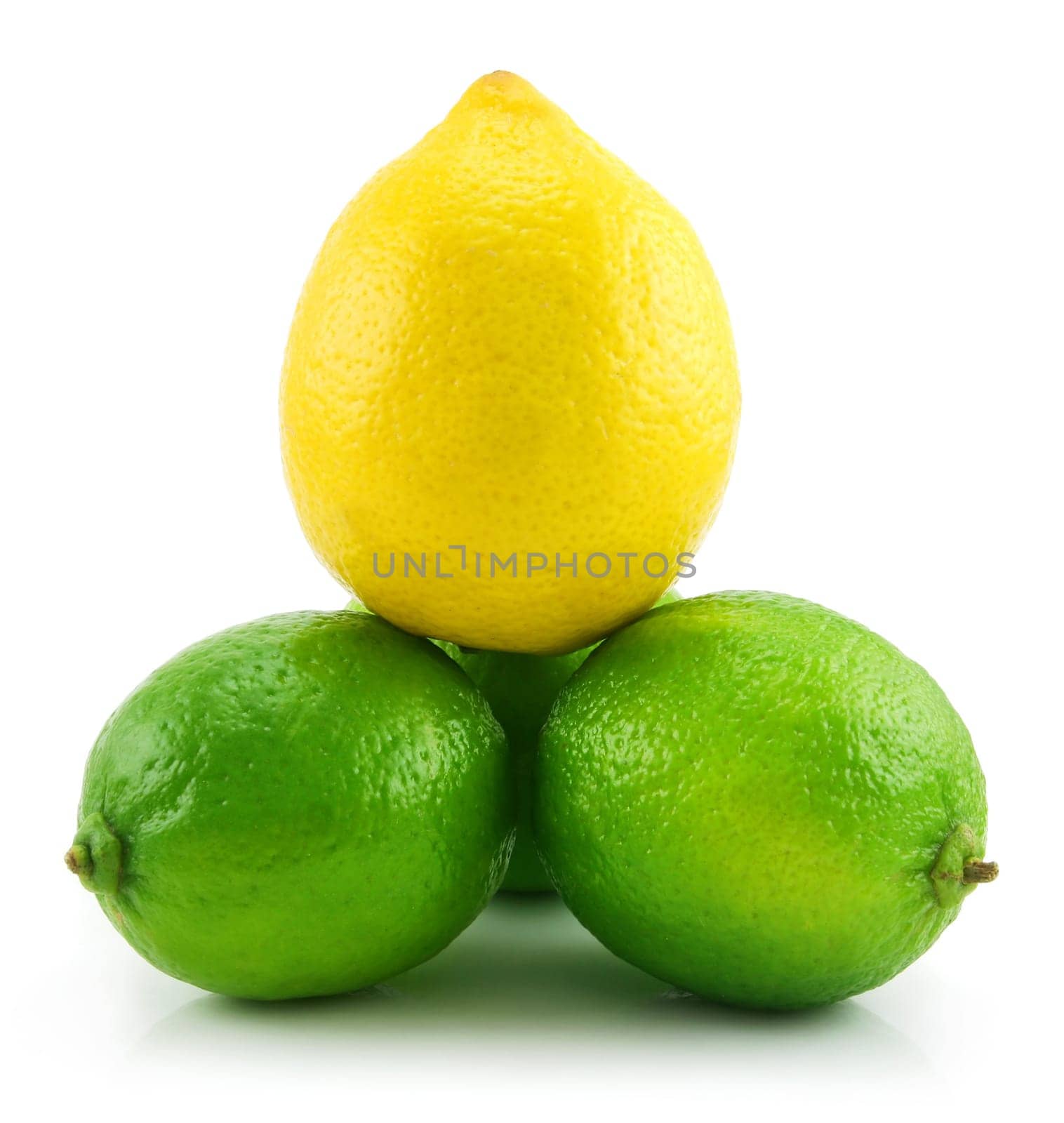 Pyramid of Ripe Lime and Lemon Isolated on White Background