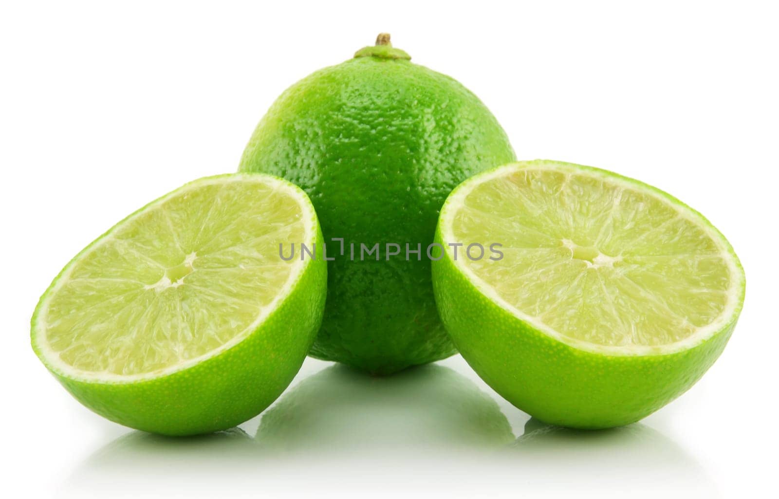 Ripe Sliced Lime Isolated on White Background