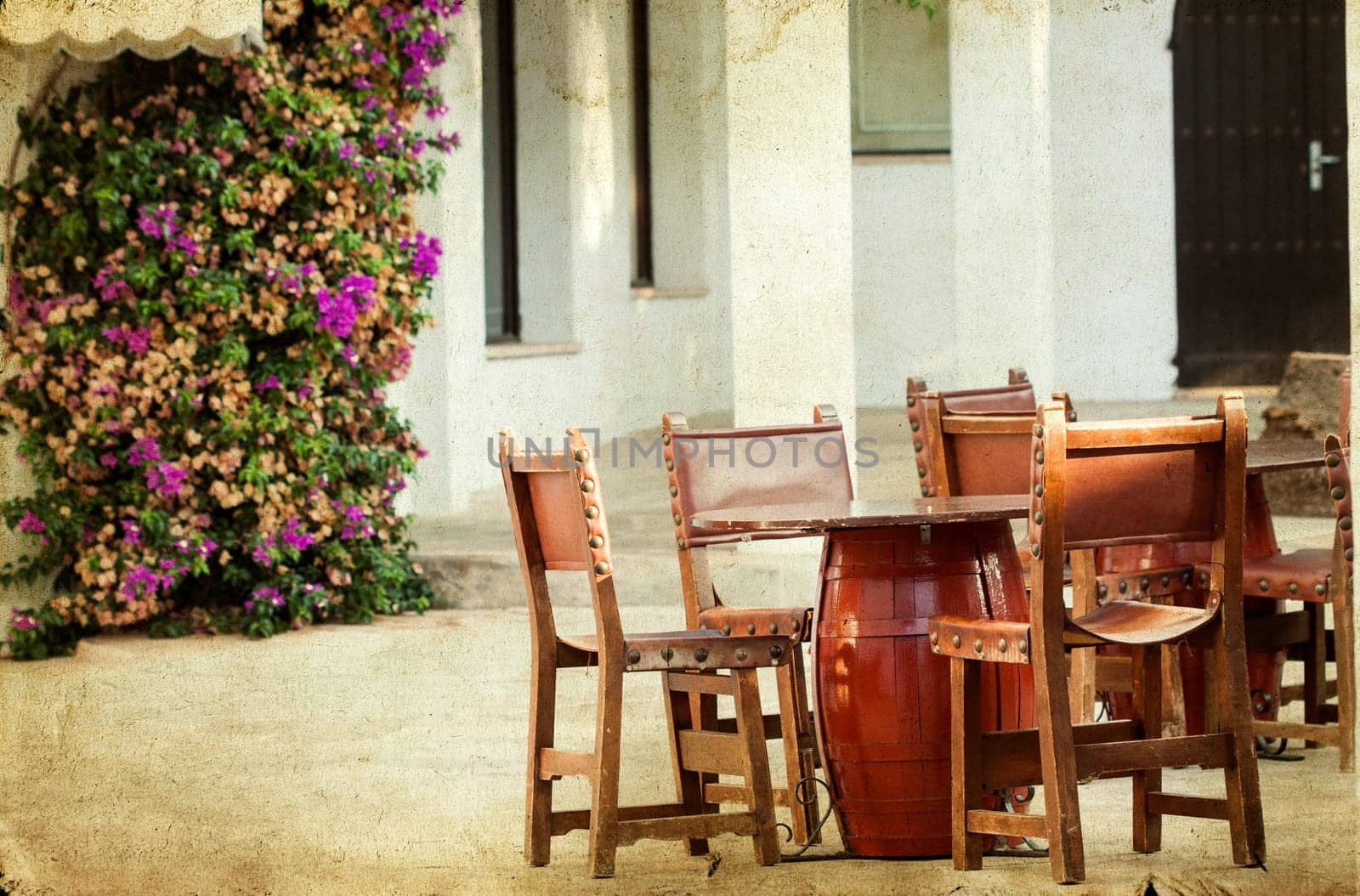 Vintage photo of dining tables and chairs set