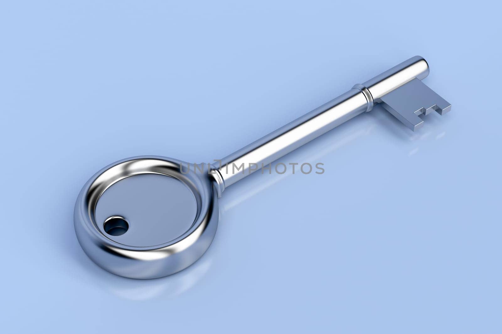 Retro key on glossy blue background